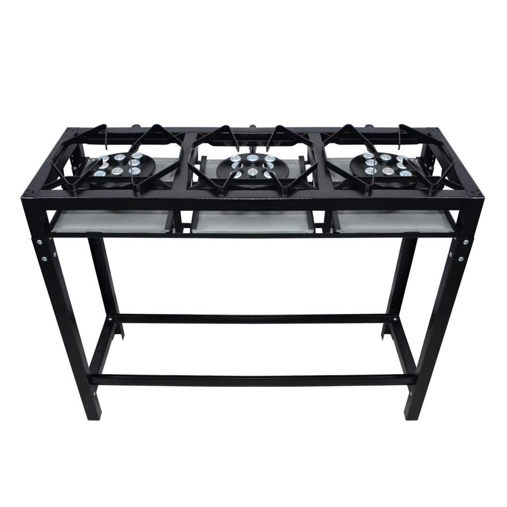 FOGÃO SEMI-INDUSTRIAL PRETO CHEF PLUS GRANDE A.P. 3B C/ PÉ S/ MANGUEIRA