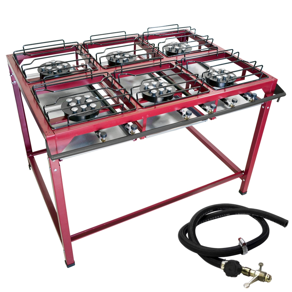 Fogão semi industrial master alta pressão 6 bocas alto com mangueira