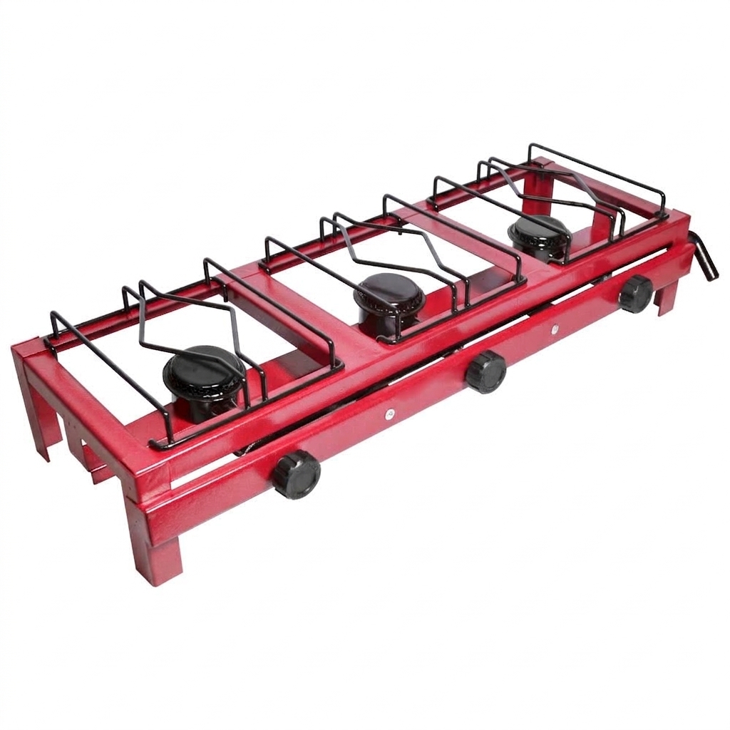 Fogão semi industrial lx baixa pressão 3 bocas com caixa
