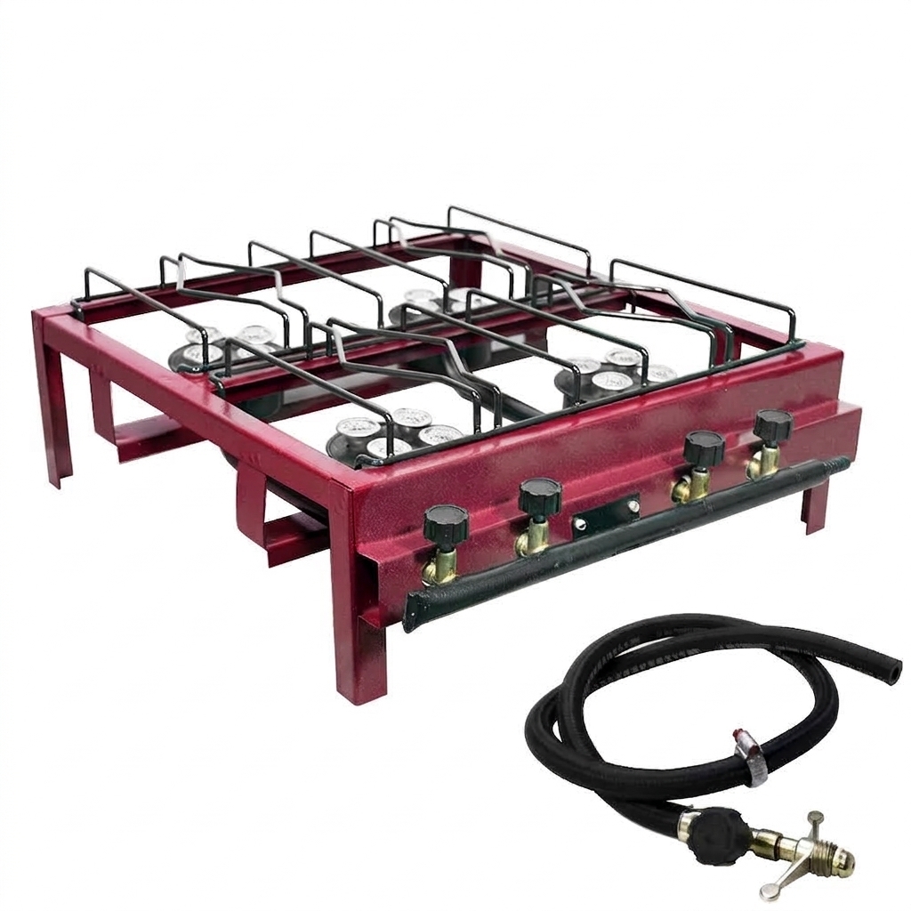 Fogão semi industrial lx alta pressão 4 bocas com mangueira com caixa
